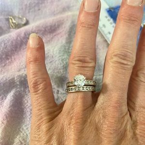 QVC Diamonique wedding set size 6 sterling silver